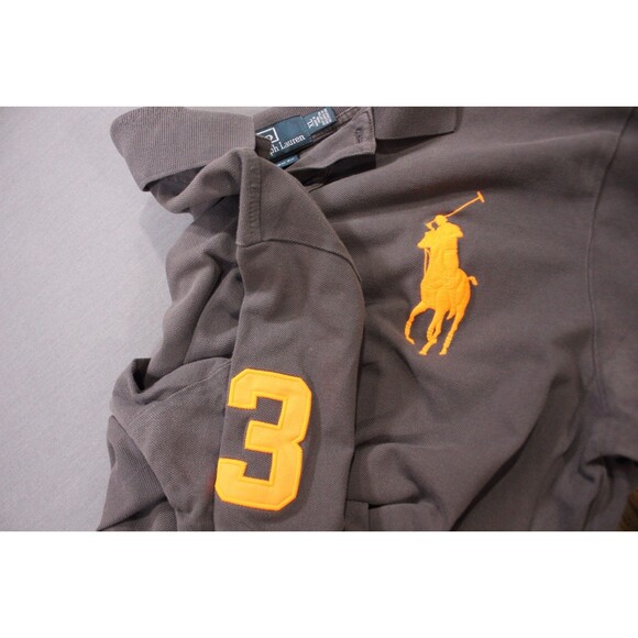 Polo Ralph Lauren Polo Custom Shirt Men Gray Neon Orange Big Pony 3 Sleeve XL - Picture 11 of 11